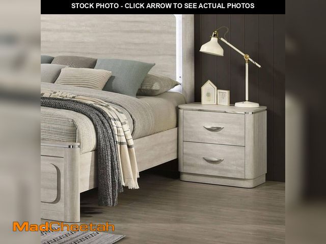 Lot 74-14359839 - Furniture of America Manit Dusty Gray 2-Drawer 23.5 in. W Nightstand with Plinth Base and Curved Edg...