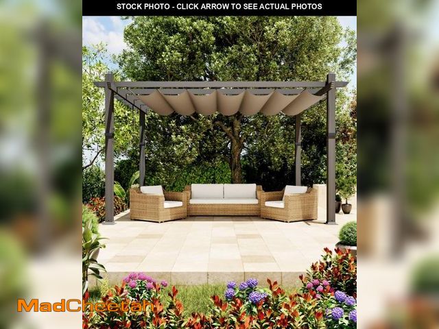 Lot 74-12339079 - GarveeLife 10 x 13 Ft Aluminum Pergola, Outdoor Metal Gazebo with Adjustable Canopy, Reinforced Fram...