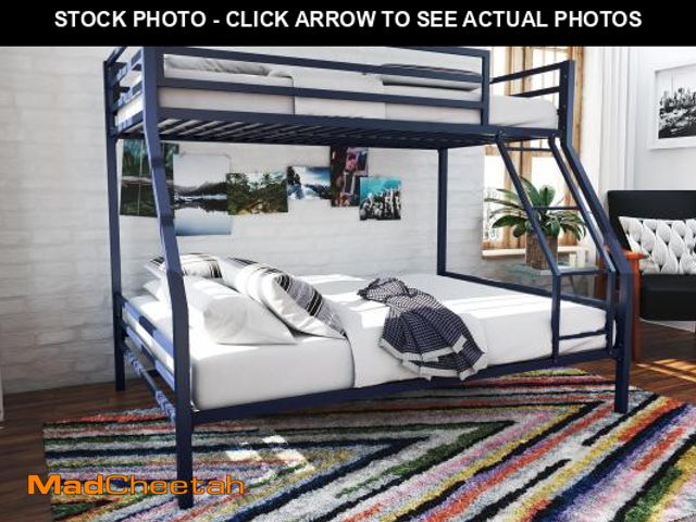 Lot 74-12106393 - Novogratz Maxwell Twin-Over-Full Metal Bunk Bed with Ladder and Guardrails, Navy Blue - UNUSED