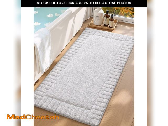 Lot 74-14265877 - Color&amp;Geometry Long White Bathroom Runner Rug, 24"x43" Absorbent Bath Rugs Non Slip Washable, So...