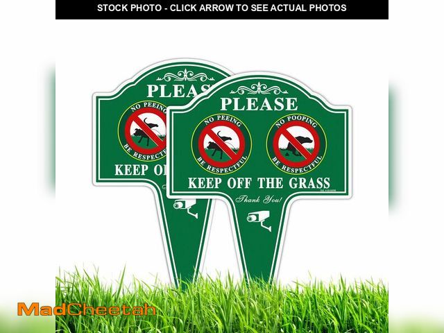 Lot 74-14432454 - T&amp;R Large No Pooping No Peeing Sign Keep Off The Grass Sign with Stake for Yard - 2 Pack - 14Ã¢â...