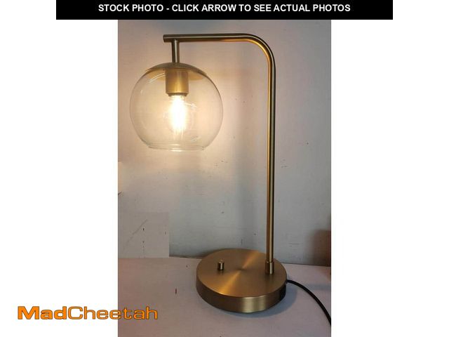 Lot 74-12557342 - Hampton Bay Frazier 21.5 in. Antique Brass Table Lamp with USB Port - UNUSED