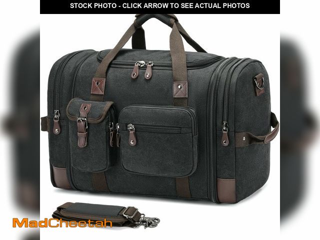Lot 74-13549228 - THYWD Canvas Duffle Bag for Travel, 55L Weekender Overnight Bag for Men &amp; Women, Vintage Carry o...