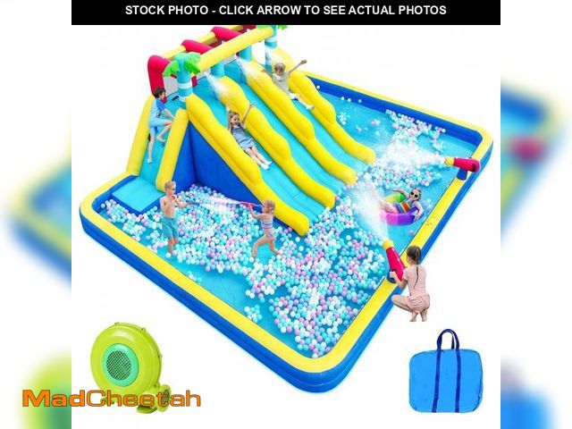 Lot 74-12196223 - Neche Inflatable Water Slide Bounce House?246" x 195" x 93" Large Pool Outdoor with 750W Blower, Kid...