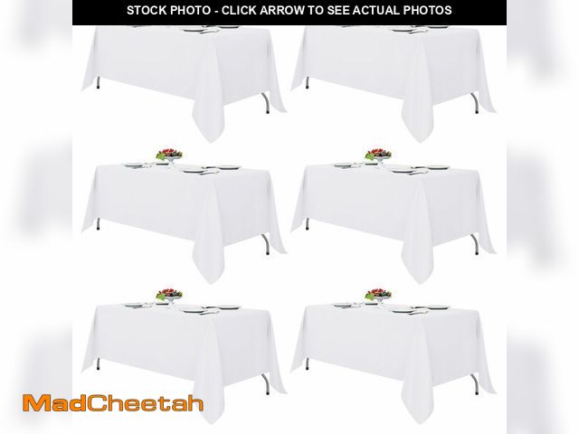 Lot 74-14475657 - Fitable White Tablecloths for Rectangle Tables, 6 Pack - 70 x 120 Inches - Reusable and Washable Tab...