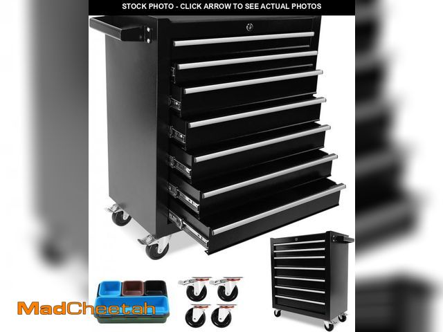 Lot 74-12202885 - EcoExplorer 7-Drawer Rolling Tool Chest with Wheels &amp; Detachable Top, Heavy-Duty Steel Toolbox f...
