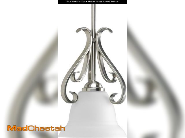 Lot 74-12098435 - Progress Lighting P5153-09 Torino Pendants, 7-1/2-Inch Diameter x 11-Inch Height, Brushed Nickel - U...