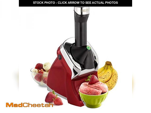 Lot 74-12098657 - Yonanas 988RD Deluxe Vegan, Dairy-Free Frozen Fruit Soft Serve Maker, Includes 75 Recipes, 200 W, Re...