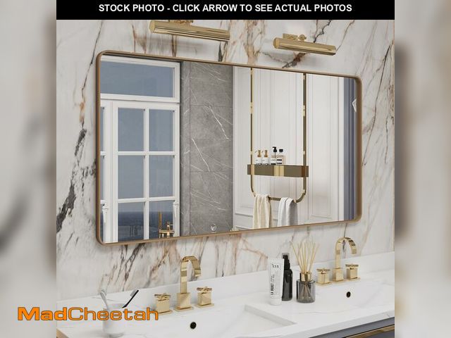 Lot 74-12787202 - CHARMOR 55x30 Gold Bathroom Mirror, Brushed Metal Frame Gold Vanity Mirror, Large Rectangle Mirror f...