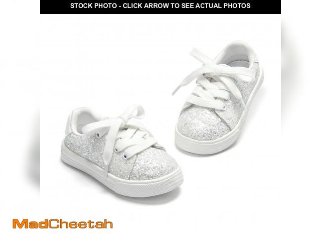 Lot 74-11557608 - THEE BRON Toddler Shoes Girls Glitter Fashion Sneakers Sparkly Sequin Casual Shoes(AS406 Toddler,Whi...