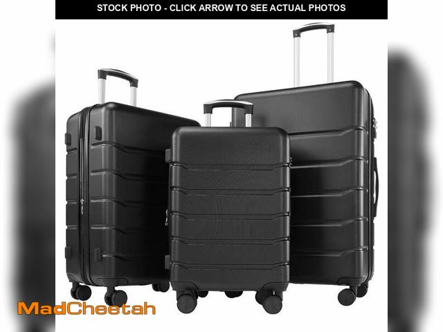 Lot 74-13043544 - (MISSING ONE WHEEL) 20" + 24" + 28" Expandable ABS Hardshell Luggage Set with TSA Locks, 3-Piece Spi...