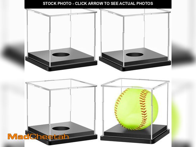 Lot 74-13951721 - Leinuosen 4 Packs Softball Display Case Plastic Softball Holder Stand Baseball Display Case Memorabi...