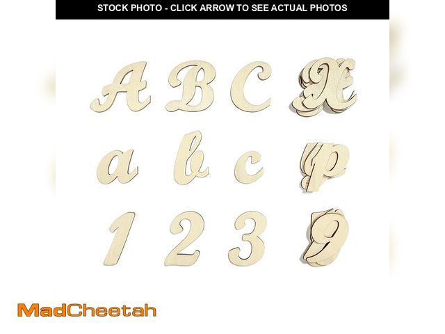 Lot 74-14376854 - 2 Inch 458 Pcs Wooden Cursive Letters Numbers Crafts Unfinished Wood Alphabet Letters ABCs Numbers 0...