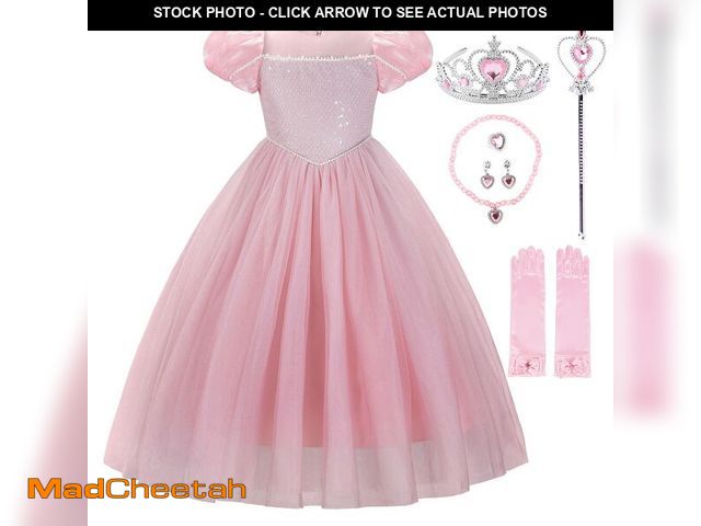 Lot 74-13522001 - JerrisApparel Girls Princess Dress Puff Sleeve Princess Costume with Accessories (Pink 3-4 Years) - ...