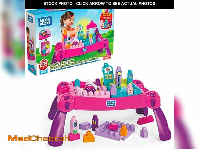 Lot 74-12802352 - MEGA BLOKS First Builders Toddler Blocks Toy, Build ÃÂ¢Ã¢âÂ¬ÃÅn Learn Portable Activity Table w...