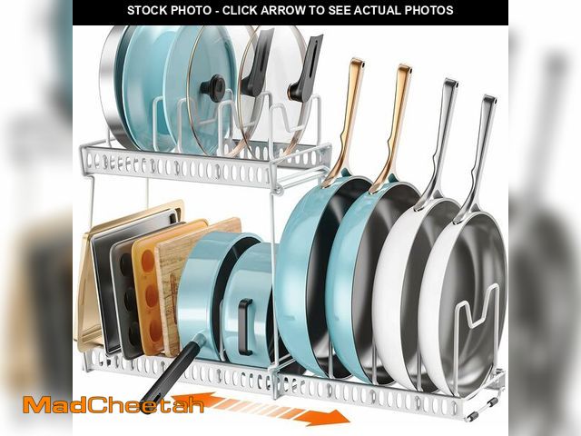 Lot 74-13564155 - MonaSixy 3-Pack Pots and Pans Organizer for Under Cabinet, Bright White - USED