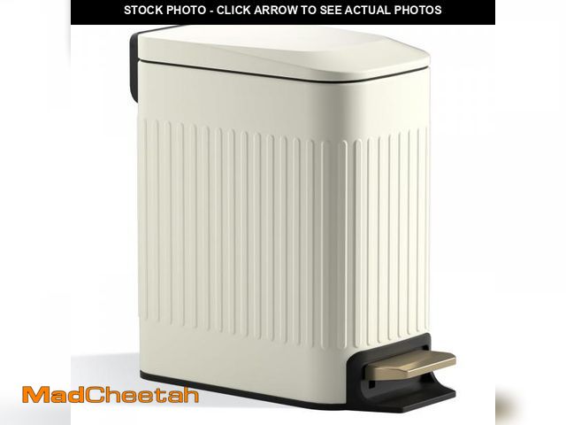 Lot 74-12442370 - Small Bathroom Trash Can with Lid Soft Close-6L/1.6 Gal Slim Step Garbage Can-Metal Pedal Wastebaske...