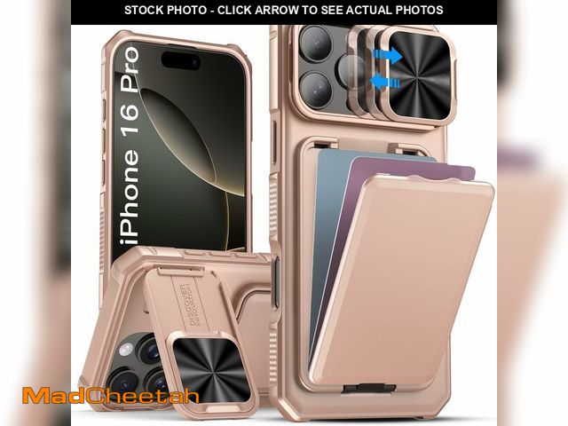 Lot 74-12706025 - SSLOTSCASE for iPhone 16 Pro Wallet Case with Kickstand &amp; Camera Cover &amp; Card Holder (4 Card...