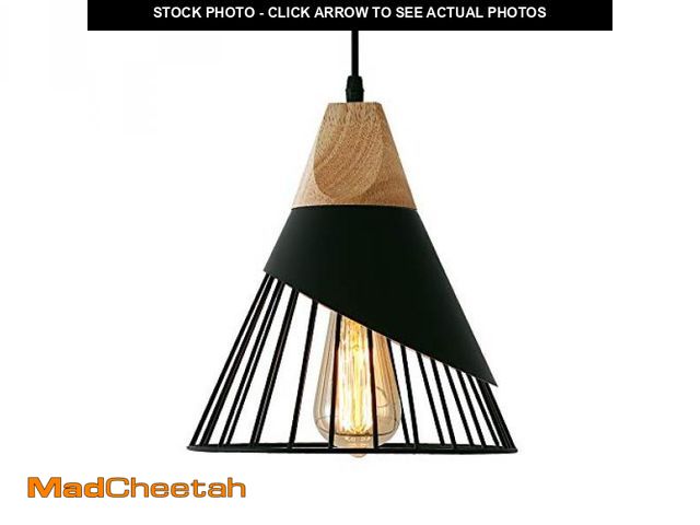 Lot 74-11554068 - Mxsaoud Modern Black Pendant Light Over Kitchen Island, Adjustable Wood Hanging Light Fixture,Indust...