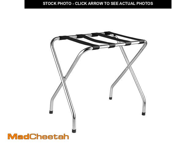 Lot 74-12679575 - USTECH Single-Tier Luggage Rack, Pack of 1, Chrome Foldable Rack with Self-Assembly Design, Compact ...