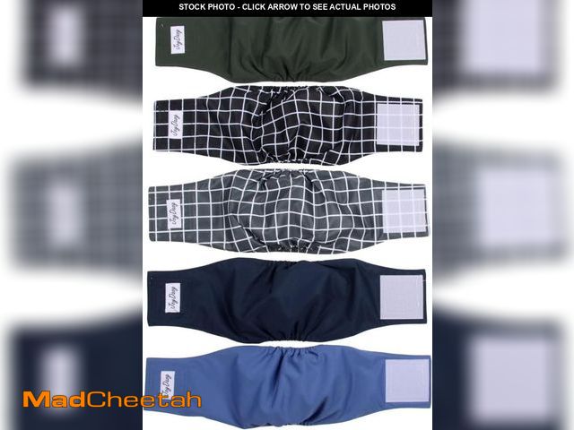 Lot 74-12129674 - JoyDaog Reusable Dog Belly Bands for Male Dogs Diapers,5 Pack Premium Washable Dog Diapers Male Pupp...