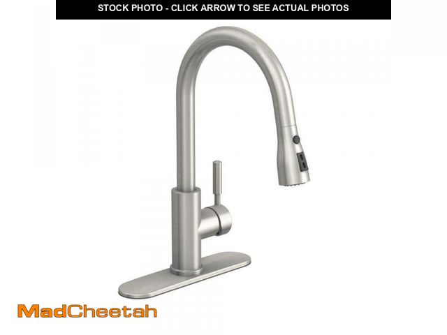 Lot 74-12365152 - Glacier Bay Garrick Single-Handle Pull-Down Sprayer Kitchen Faucet in Brushed Nickel - UNUSED