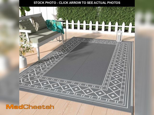 Lot 74-12513282 - DEORAB Outdoor Rugs Waterproof Plastic Straw Camping Carpet Reversible Patio Outside Mat 9'x12',Grey...