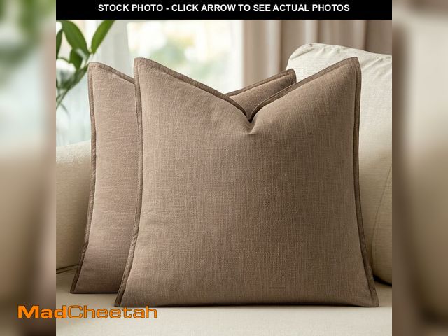 Lot 74-12718944 - Woaboy 26x26 Inch Set of 2 Decorative Linen Solid Throw Pillow Covers Boho Accent Farmhouse Couch Pi...