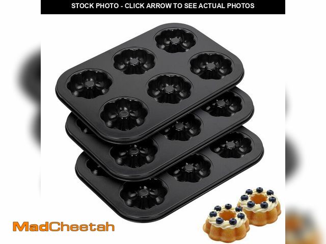 Lot 74-14212462 - Piszvbej 3 Pack Mini Bundt Cake Pan - Mini Fluted Tube Cake Molds, 6 Cavity Durable Carbon Steel Bak...