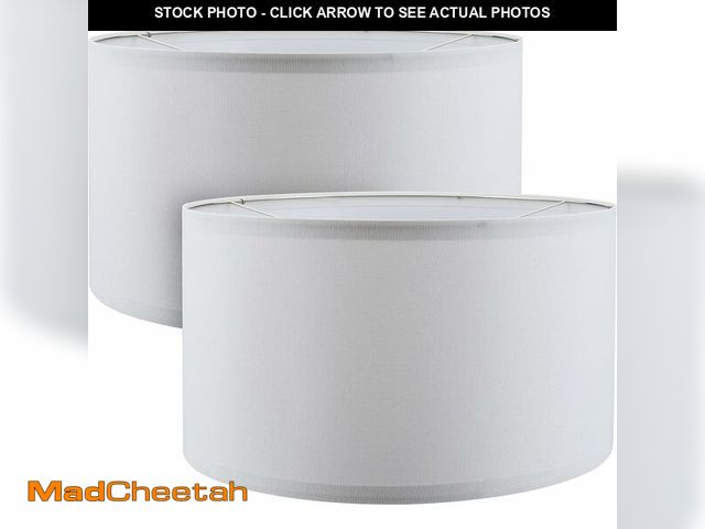 Lot 74-14067063 - Aspen Creative 38872-2, Drum Collapsible Uno Lamp Shade, White, 16" Top x 16" Bottom x 9" Height, Se...