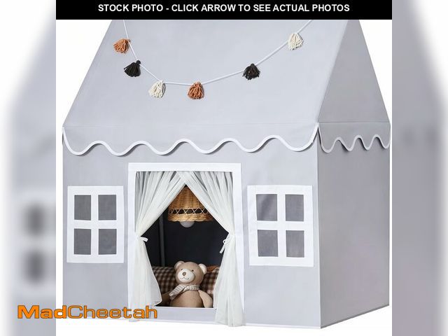 Lot 74-14301993 - Senodeer Kids Play Tent Indoor: Mat, Tassel Garland - Gray Girl Tent Playhouse for Boys Kids Toys fo...