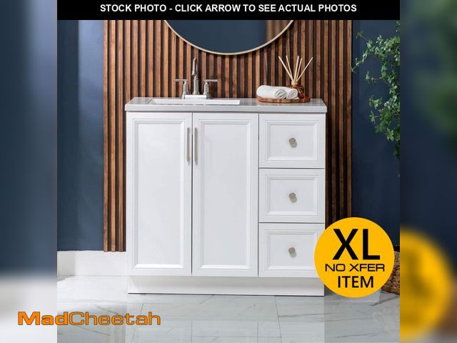 Lot 74-14355441 - Glacier Bay Bannon 37 in. Single Sink White Freestanding Bath Vanity with Granite-Look Colorpoint Wh...