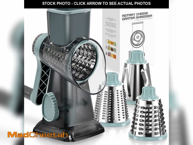 Lot 74-13951300 - KEOUKE Rotary Cheese Grater Hand Crank Transparent - Shredder Slicer Grinder 3 Stainless Steel Blade...