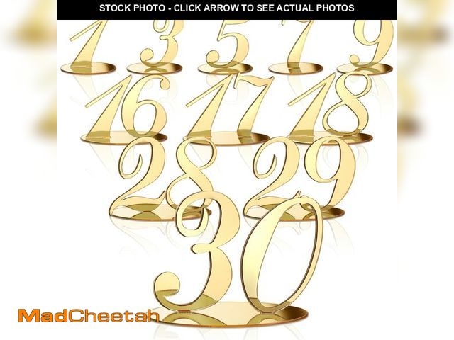 Lot 74-14263705 - 30 Pcs Gold Table Numbers Wedding Table Numbers for Reception Acrylic Banquets Tables Number with St...