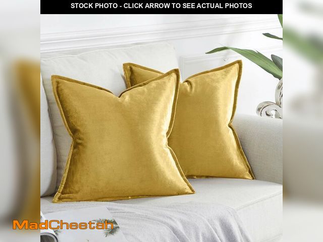 Lot 74-13543412 - GIGIZAZA Gold Velvet Decorative Throw Pillow Covers 24x24 Square Couch Sofa Pillow Covers Pack of 2 ...