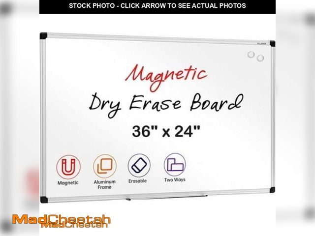 Lot 74-12025753 - VUSIGN Magnetic Whiteboard Dry Erase Board  36 X 24 Inches  Wall Mounted White Board with Pen Tray  ...