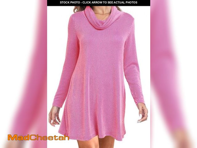 Lot 74-12343585 - levaca Womens Long Sleeve Dresses Casual Fit Loose Cowl Neck Fall Tunics Tops Basic Dress with Leggi...