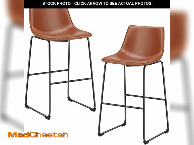 Lot 74-12760056 - DUMOS 26 Inch Counter Height Bar Stools Set of 2, Modern Faux Leather High Barstools with Back and M...