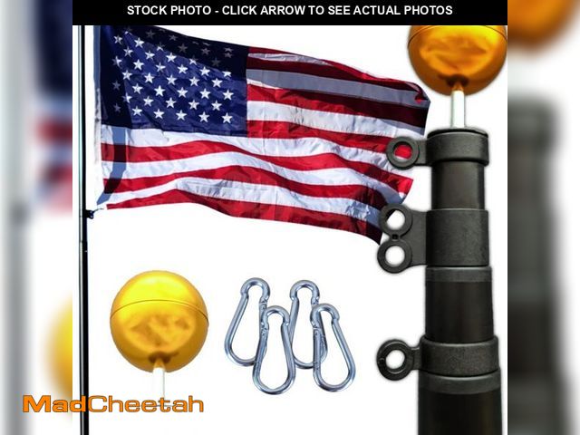 Lot 74-12242082 - Service First Black Heavy Duty 25FT Telescoping Freedom Edition Residential Flagpole Kit - Anti Tang...