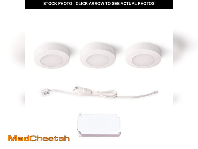 Lot 74-12613402 - (MISSING J-BOX) Commercial Electric Plug-In 3-Light White Dimmable Color Changing Integrated LED 5 C...