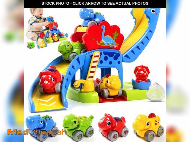 Lot 74-14336913 - Marstone Toddler Toys 1 2 Year Old Boy Gifts: Dinosaur Slide with 4 Animal Cars Educational Baby Toy...