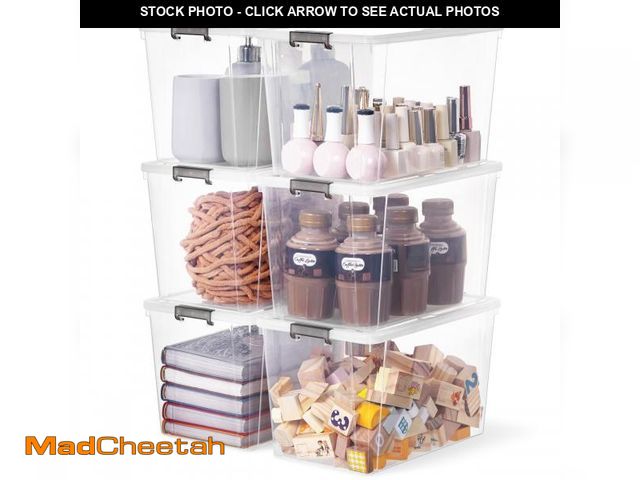 Lot 74-12214413 - Citylife 7.8 QT 6 Pack Small Storage Bins Plastic Storage Container Stackable Box with Lids for Orga...