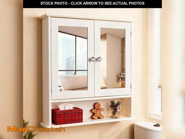 Lot 74-12803255 - Ktaxon Bathroom Medicine Cabinet, Wall Storage Cabinet with 2 Mirror Doors and Shelves, White - UNUS...