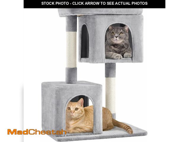 Lot 74-12828299 - Yaheetech 33.5in Cat Tree Tower for Indoor Cats w/2 Cozy Plush Condos, Oversized Perch &amp; Sisal S...