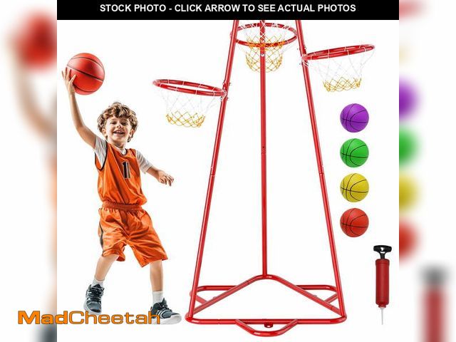 Lot 74-13054344 - (MISSING 2 BASKETS,4 BALLS, PUMP) Bruce&amp;Shark Kids Basketball Hoop Portable Basketball Stand Toy...