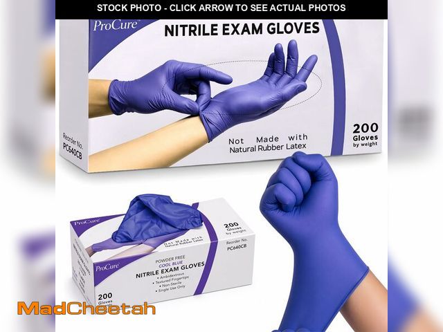 Lot 74-14063699 - ProCure [200 Count Disposable Nitrile Gloves Large - Powder Free, Rubber Latex Free, Medical Exam Gr...