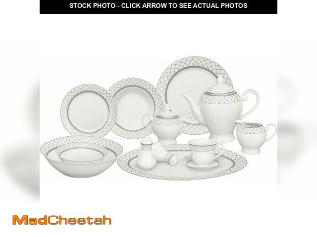 Lot 74-12573877 - Lorren Home Trends 57-Piece Porcelain Dinnerware Set, Verona, Service for 8 - UNUSED