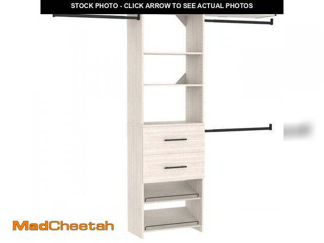 Lot 74-12493733 - ClosetMaid SuiteSymphony 25-Inch Closet System Tower with (3) Hang Rods, (2) Drawers, (2) Angled Sho...