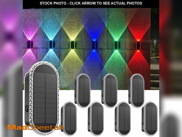 Lot 74-12455841 - LIANGLOME 8PK Solar Fence Lights Outdoor - Solar Outdoor Light Warm White &amp; RGB Lights for Outsi...