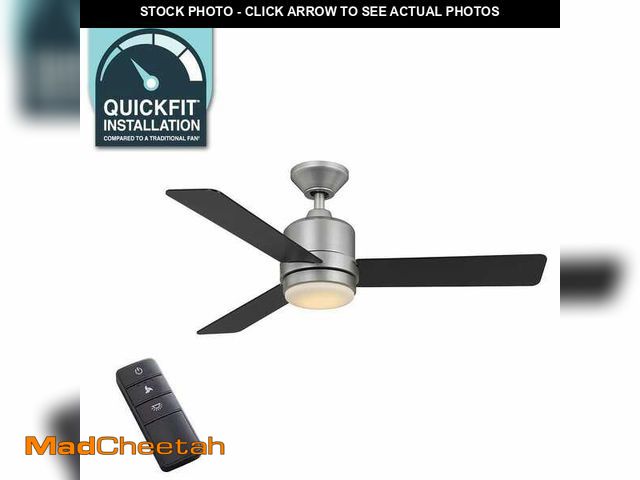 Lot 74-12557328 - Hampton Bay Castlegate 44 in. Integrated LED Indoor Silver Ceiling Fan with 3 Reversible Blades, Lig...